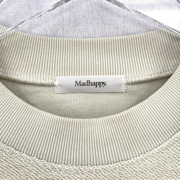 MADHAPPY Rainbow Cropped Crewneck Sweatshirt Womens Small Pale Green Pullover - Picture 8 of 15